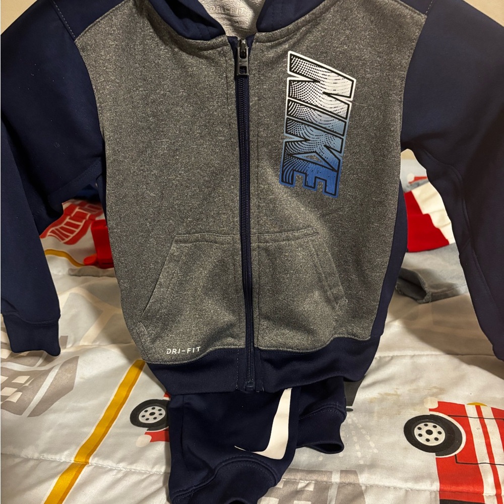 Nike Gray and Blue Dri-FIT Hoodie